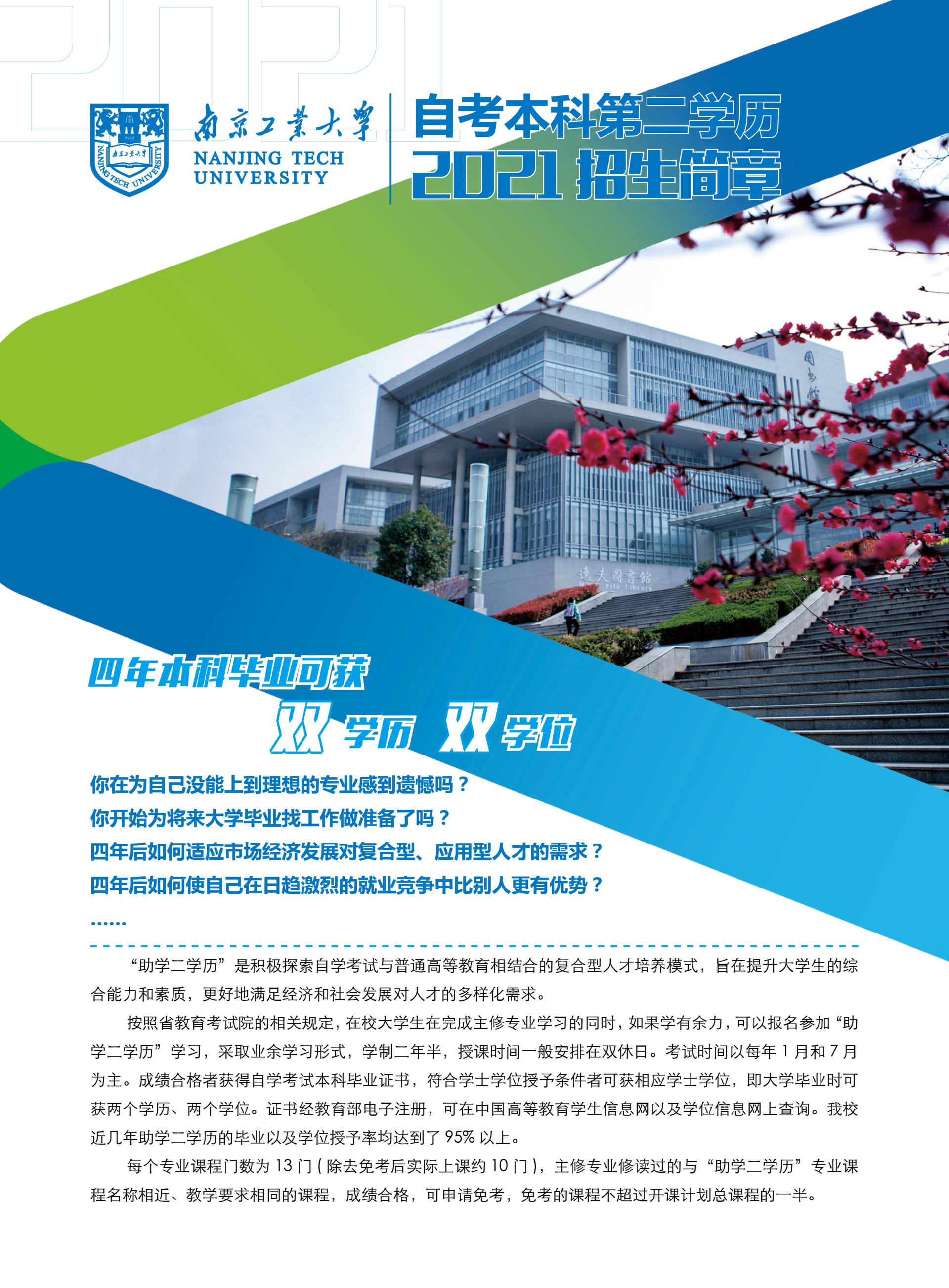 2021年南京工业大学自考本科二学历招生简章